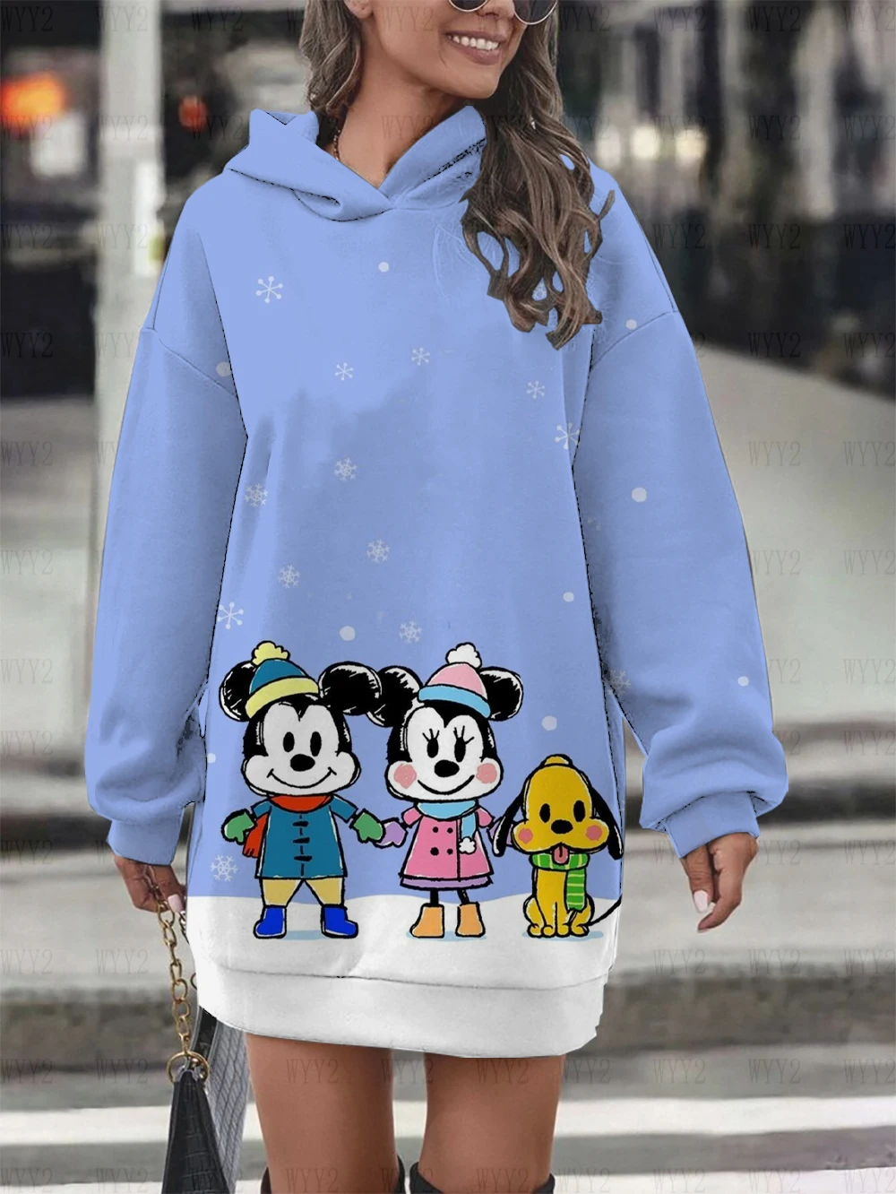 Disney Christmas Mickey Mouse Minnie Hoodie Dress Fashion Disney Sweatshirt Sweatshirt Dress Allover Printed Hoodie for Women