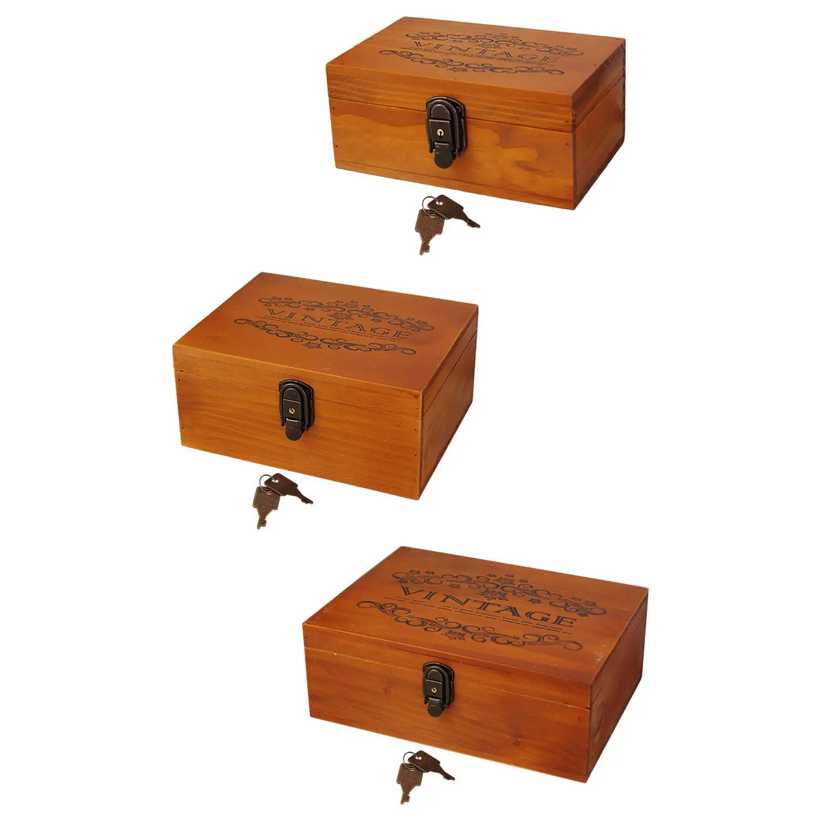

Wooden Keepsake Box Lockable Decorative Compact Trinket Organizer for Home