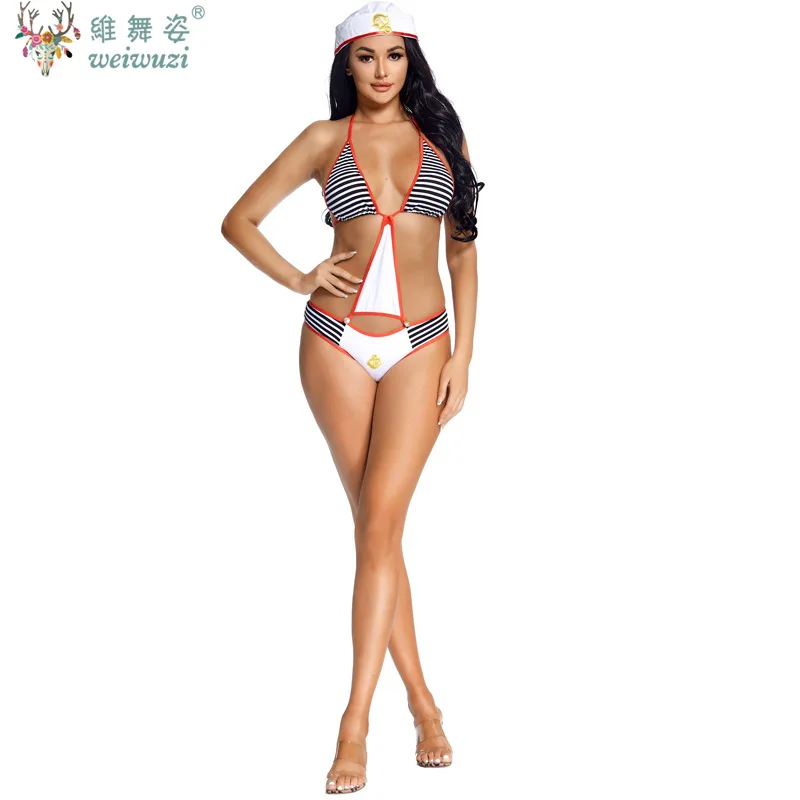 

Sexy Sailor Uniform Temptation Costume Erotic Lingerie Slim Hottie One Piece Backless Girl Cosplay Halloween Party Fancy Dress
