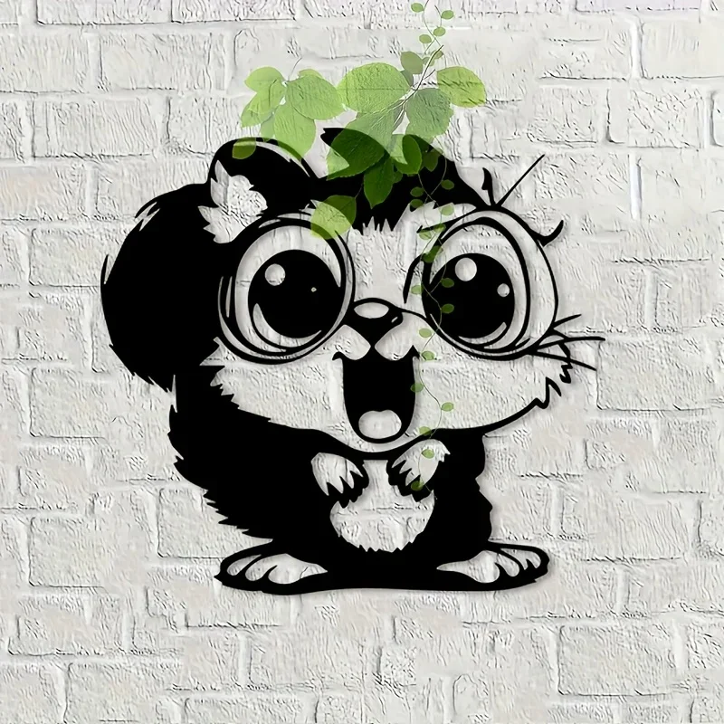 Brand 2D Flat Squirrel Metal Wall Art,Forest Wildlife Silhouette for Woodland‑Themed Room Nut Display Area Decor