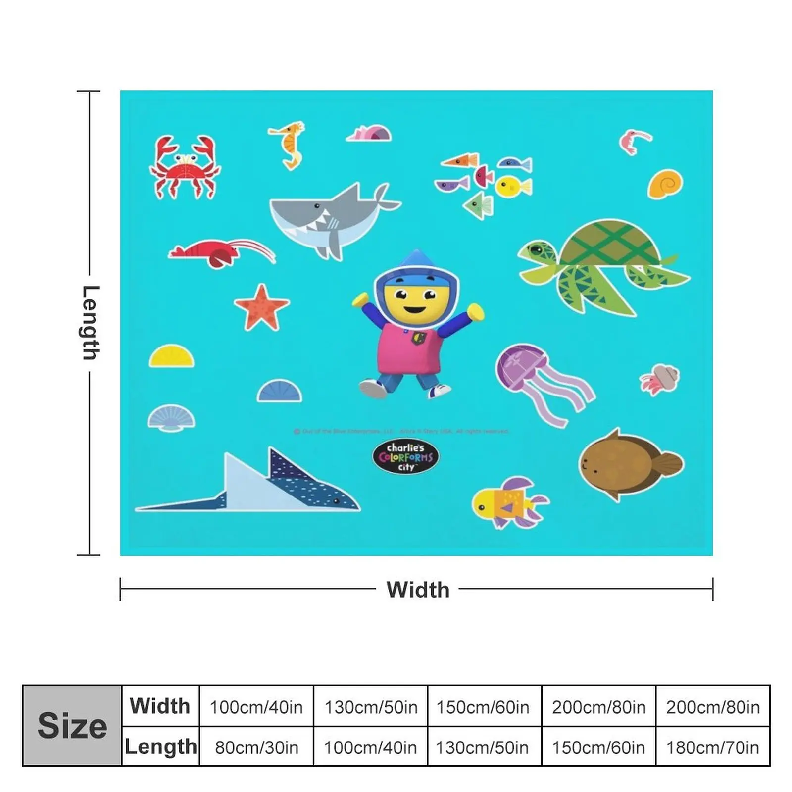 Charlie Under Water with Sea Creatures Throw Blanket Soft Big Decorative Beds Thermals For Travel Blankets