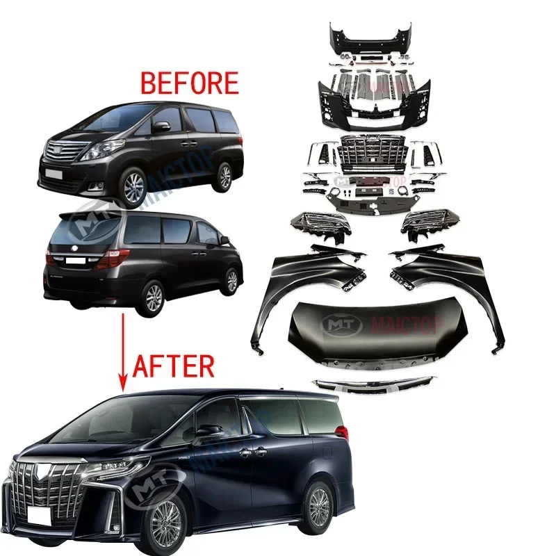 MAICTOP Alphard 20 Alphard Anh20 Car Accessories Facelift Bodykit BODY KIT NEW for Alphard 2008-2014 Upgrade to 2019 Standard