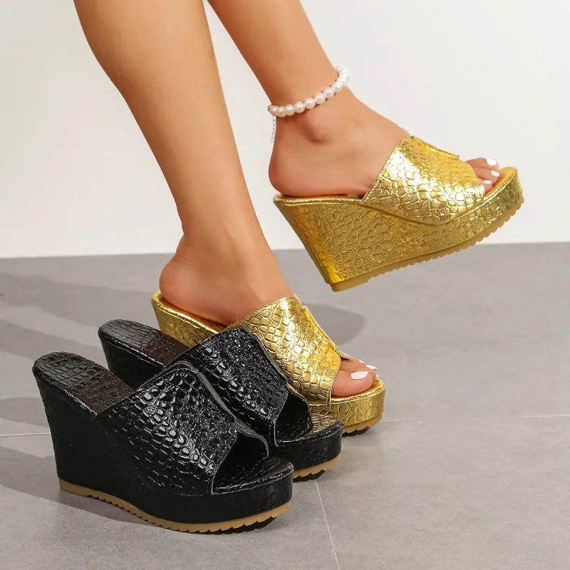 

2026 Wedge Women's Sandals Summer Retro Thick Soled Sandals Open Toe Fish Mouth Super High Heels Shoes Women Zapatos De Mujer