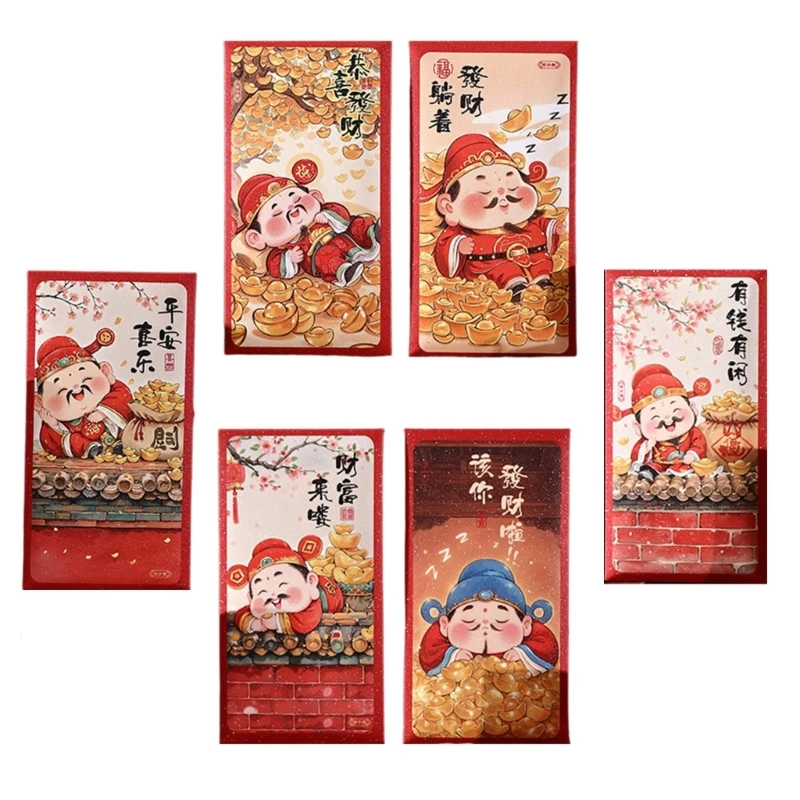 

6Pcs 2025 Snake Year Redness Packets Money Pouches Spring Festival Celebration