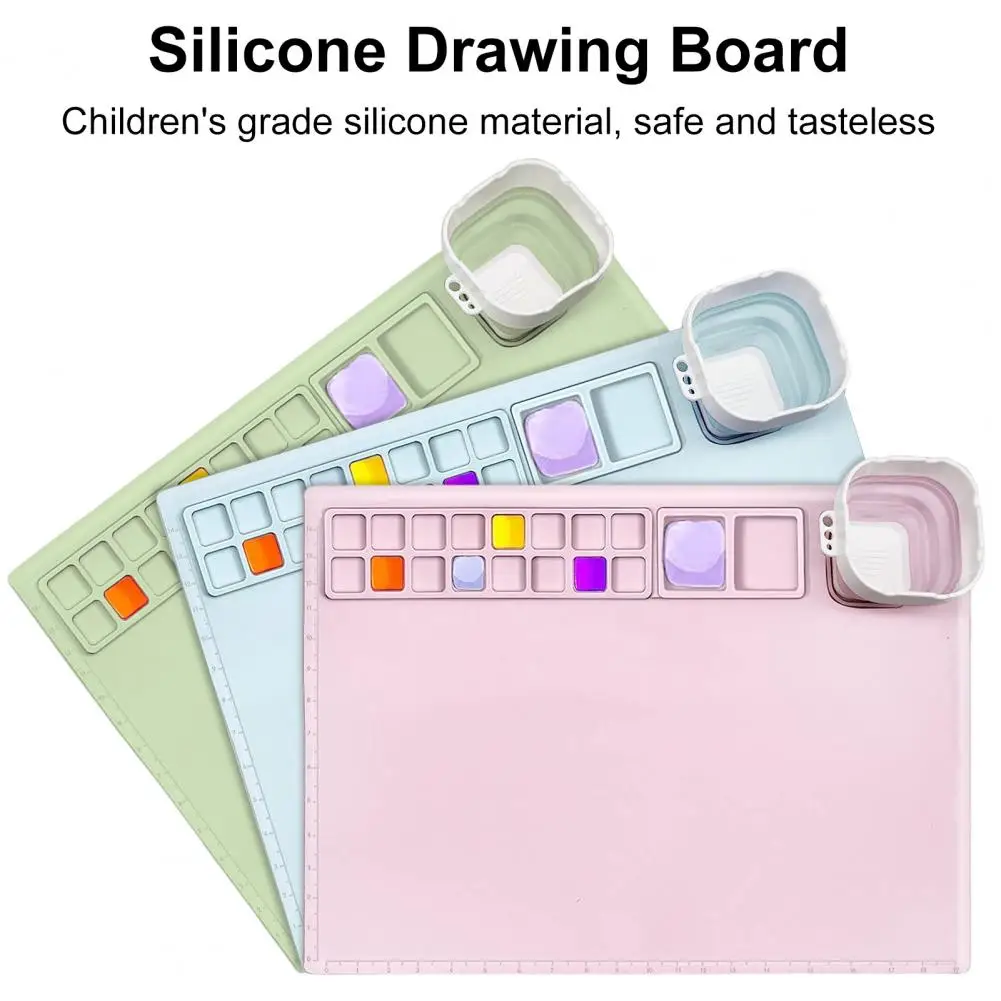 Graffiti Painting Pad Silicone Painting Mat with Cup Efficient Mixing Palette Drawing Pad for Kids Artists for Craft for Minds