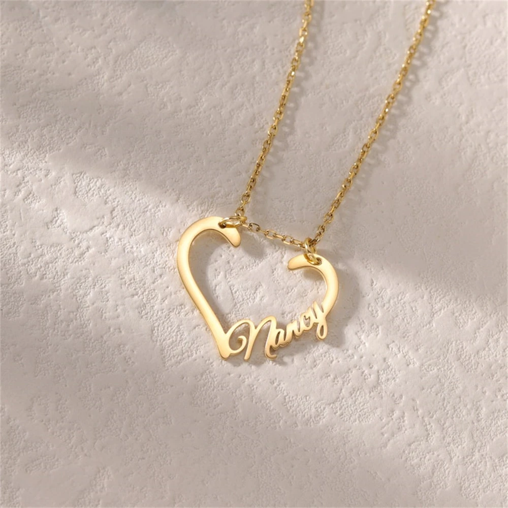 Ring Holder Custom Name Heart Necklace Women Men Accessories Personalized Colar Masculino Christmas Gift