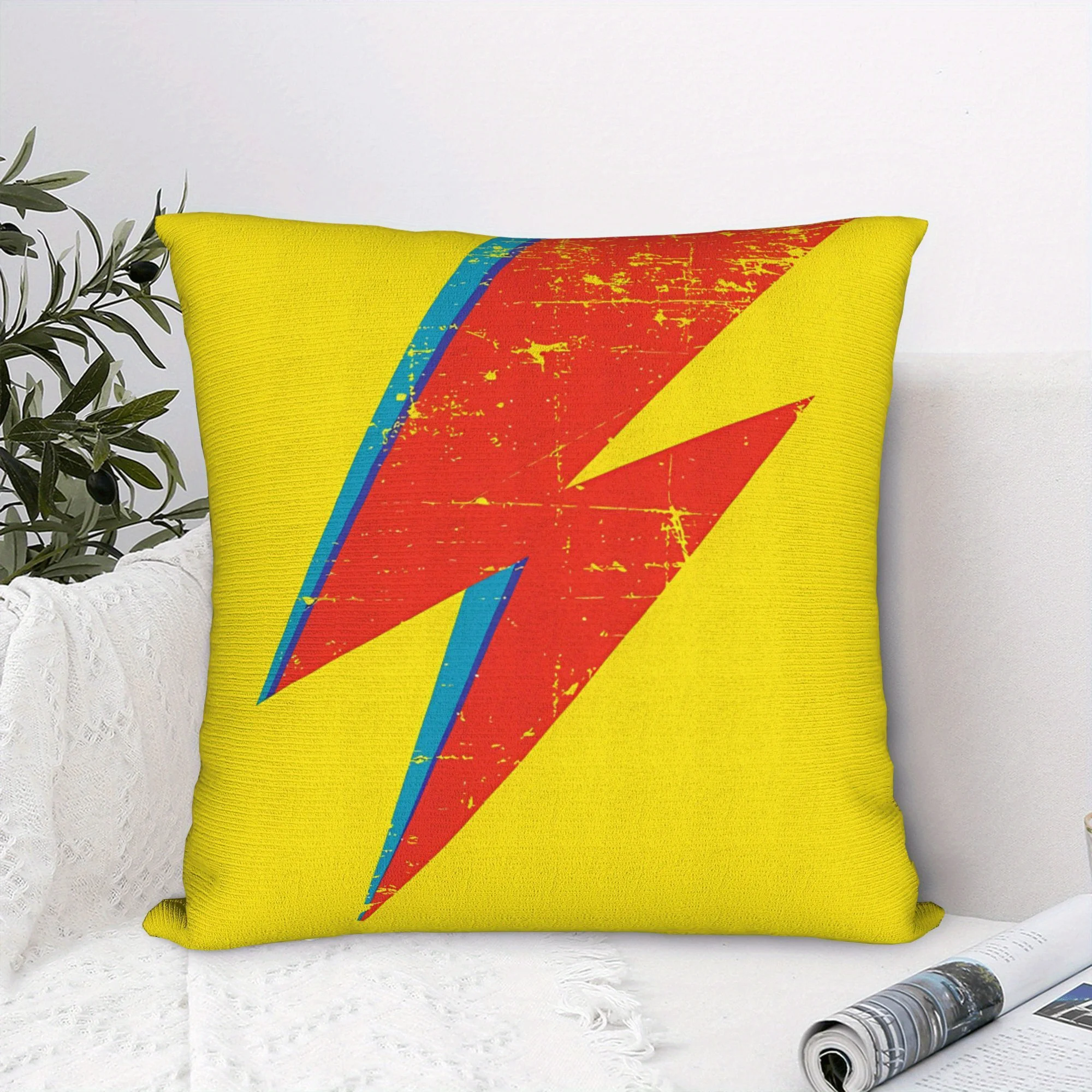 1Pc David Bowie Lightning Bolt Print Pillow Cover, Decorative Sofa Cushion Case for Home & Living Room Decor