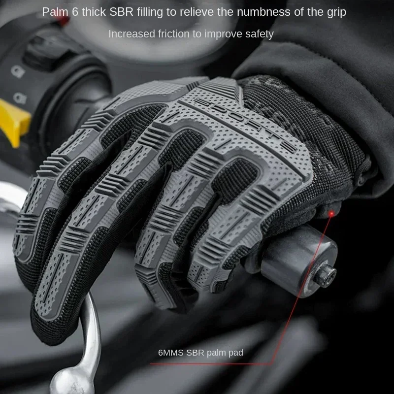 Motorcycle Gloves Riding Electric Vehicle Locomotive Anti-fall Long Finger Male Silicone Warm Autumn and Winter Knight Equipment