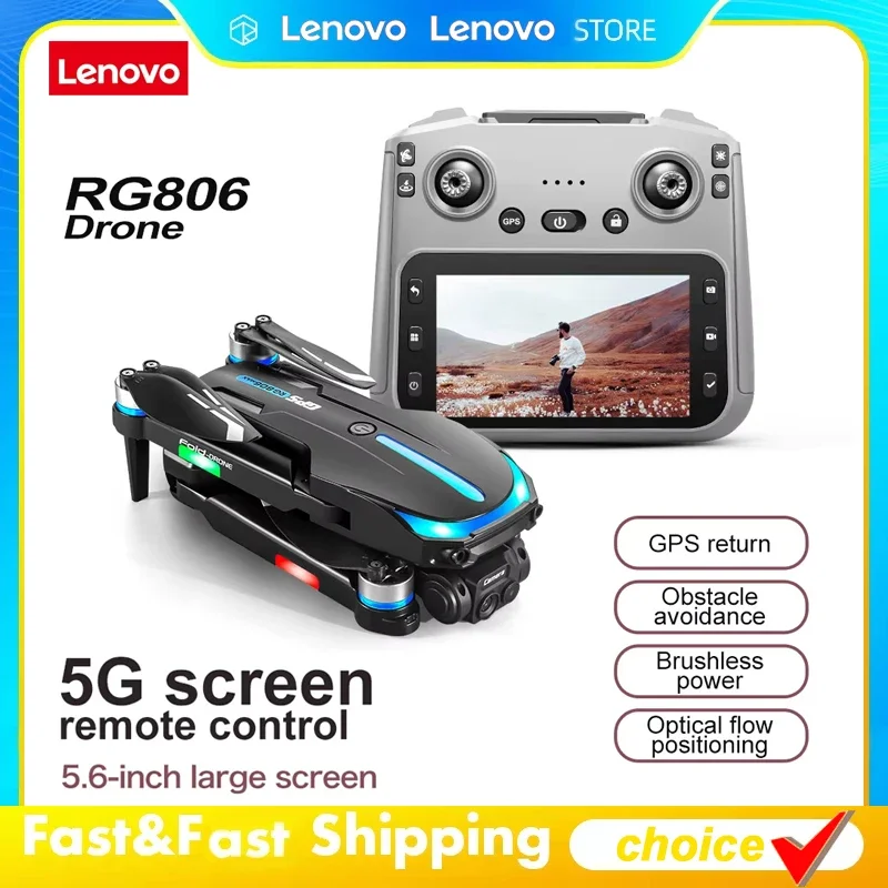 

High quality Lenovo RG806 Max 8K HD Aerial Drone GPS Positioning Obstacle Avoidance Brushless Motor 5.6‑Inch Screen RCQuadcopter