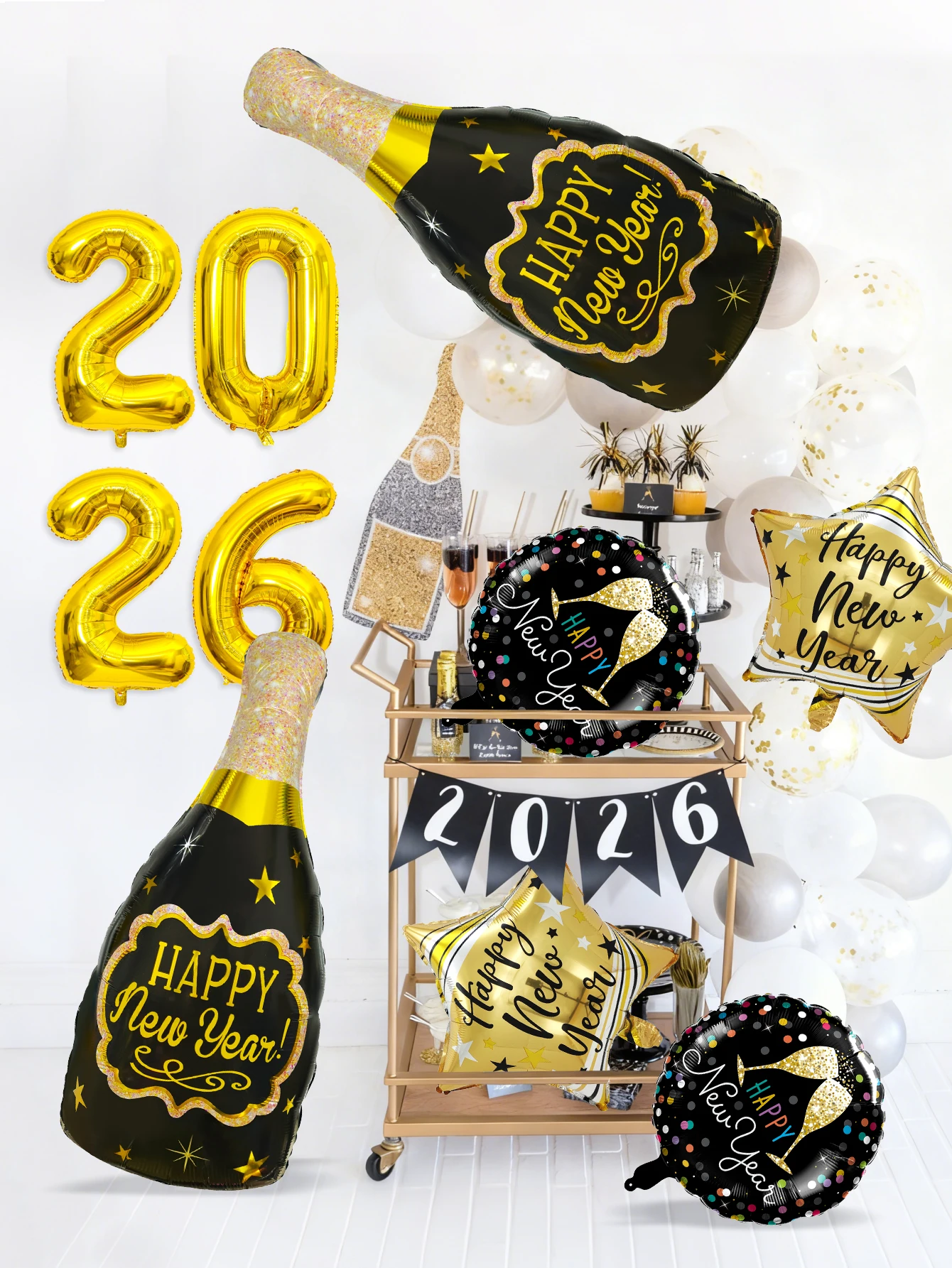 10 قطع/مجموعة بالونات رأس السنة، مناسبة لحفلة رأس السنة الجديدة، زينة السنة الجديدة 2026، مستلزمات احتفالية ليلة رأس السنة #5
