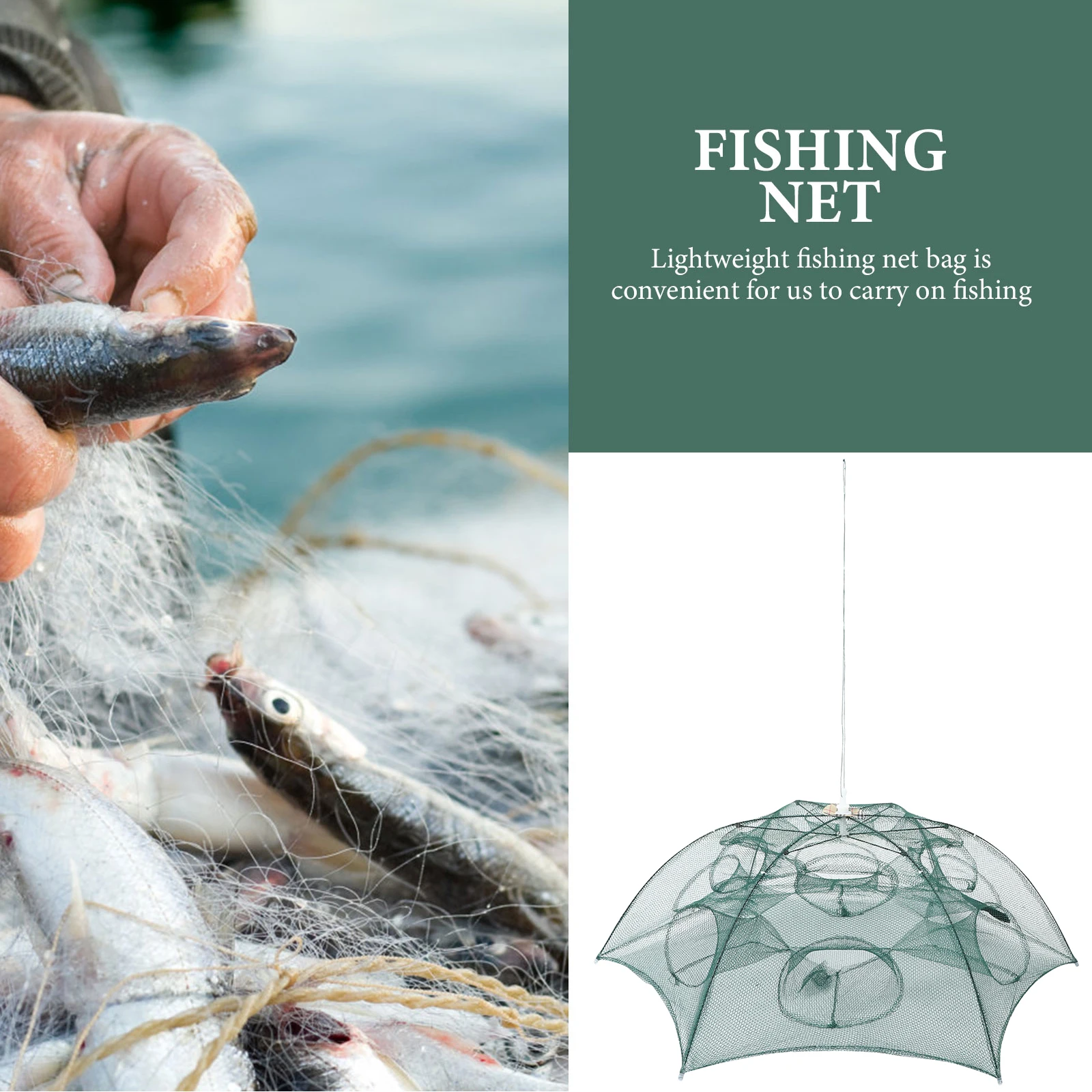

1PC Foldable Fishing Net Steel Wire Lightweight Umbrella Shape 12 Entrance Pull Open Zipper Closure Crab