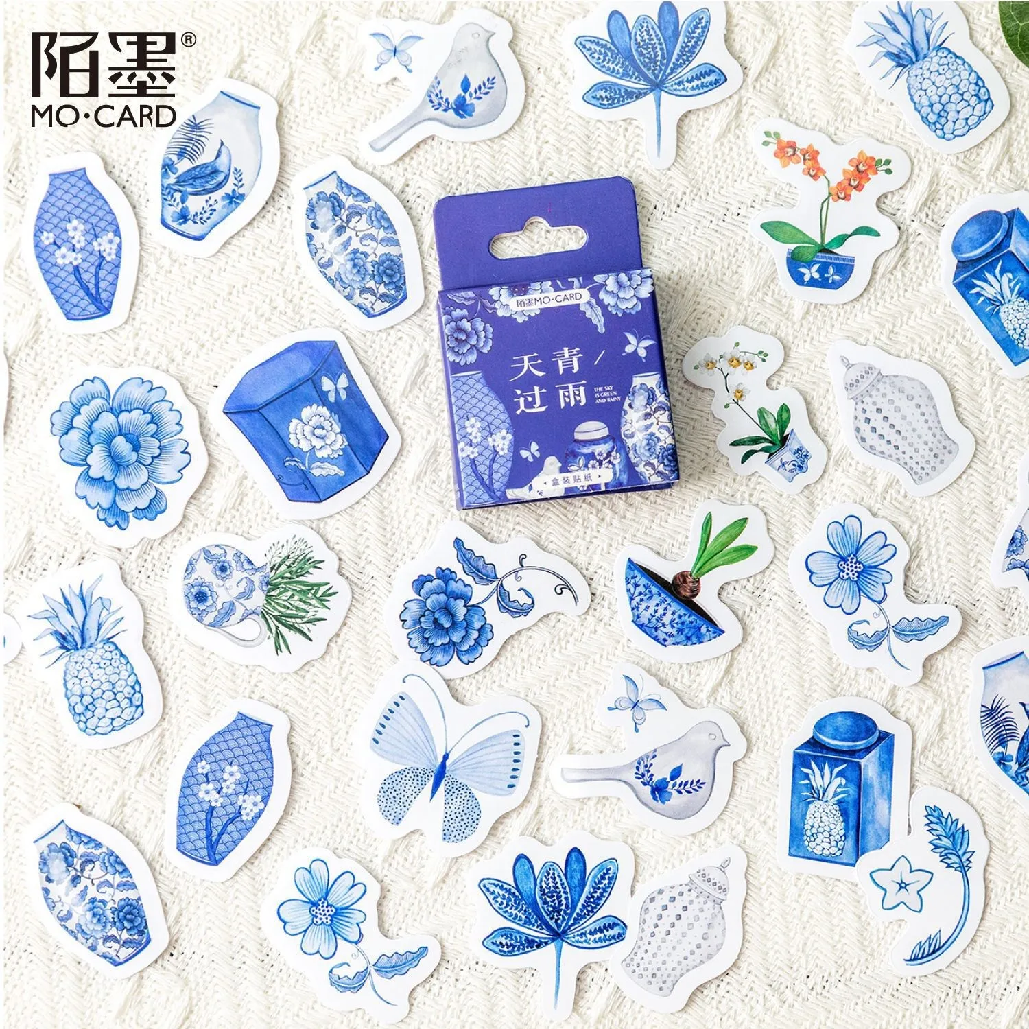 46 Pcs Blue Flora Small Size Scrapbook Stickers Boxed DIY Decoration Stickers For Crats Planner Scrapbook Diary Notebook Album