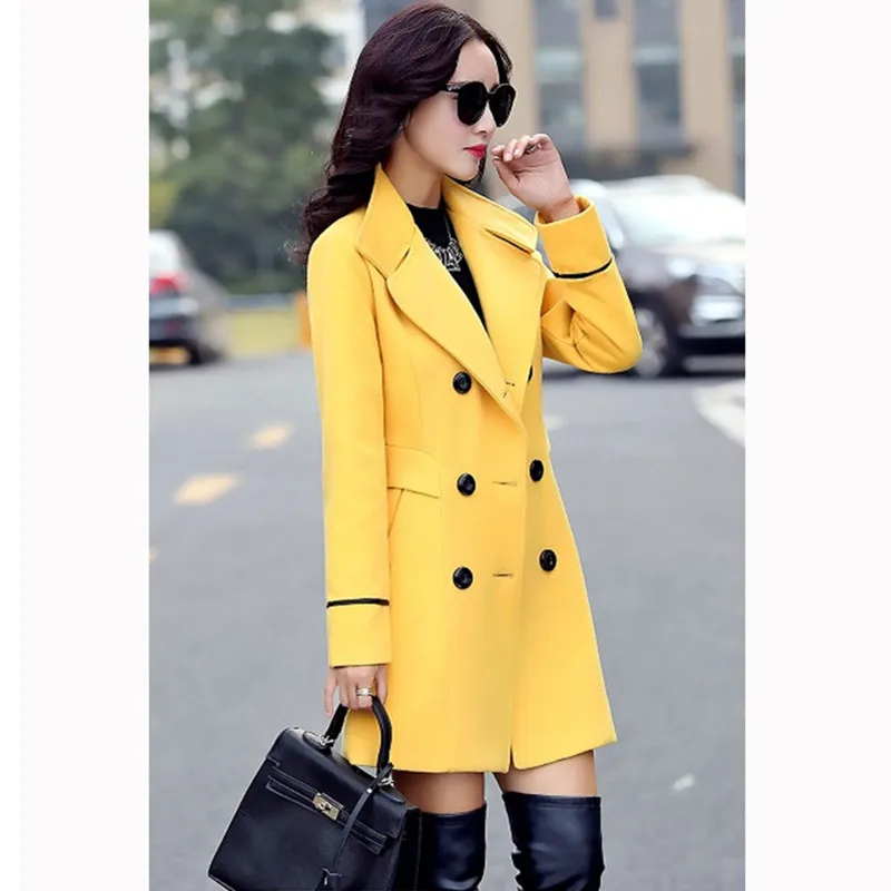 UHYTGF Blends Woolens Overcoat Female Coat Autumn Winter Coats And Jackets Women Loose size Coat Women's Wool Coat Long Tops 647