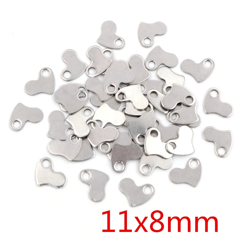 50pcs/lot No Fade Charms 316 Stainless Steel Solid lovely heart Charms handmade Craft pendant Jewelry making,DIY for necklace