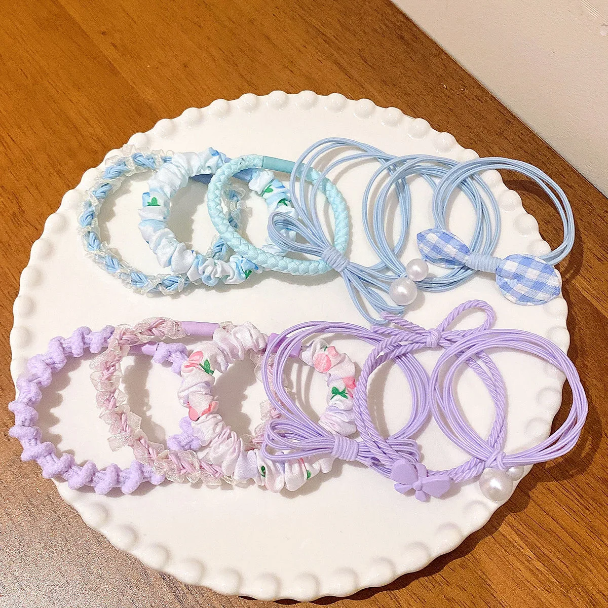 6Pcs/Set Korean High Elastic Hair Rope For Women Scrunchies Ponytail Holder Hair Band Hair Tie Accessories For Girl Women