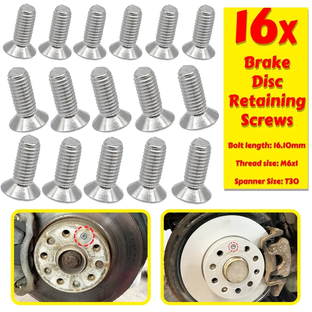 

16X Hex Socket Countersunk Bolt FOR VW GOLF Caddy Passat Polo Scirocco Brake Rotor Disc Retaining Screw Stainless Steel Spare