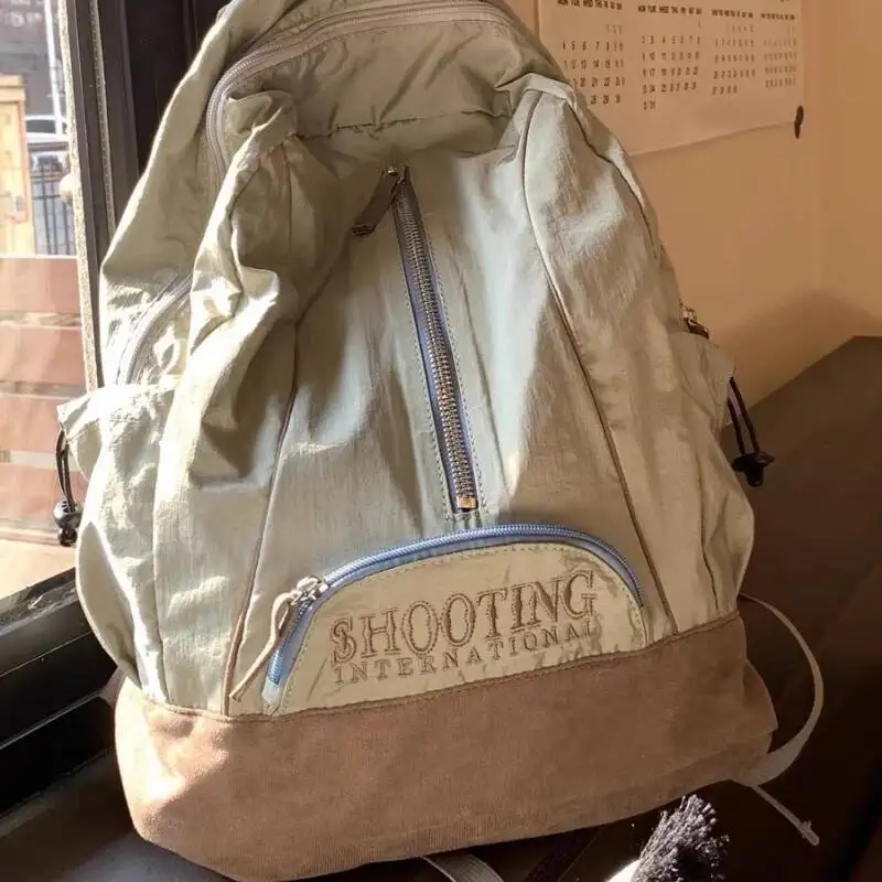 Japanese Y2k Aesthetic Letter Embroidery Bags Women Korean Ins Vintage High-Capacity Schoolbags College Student Casual Backpacks