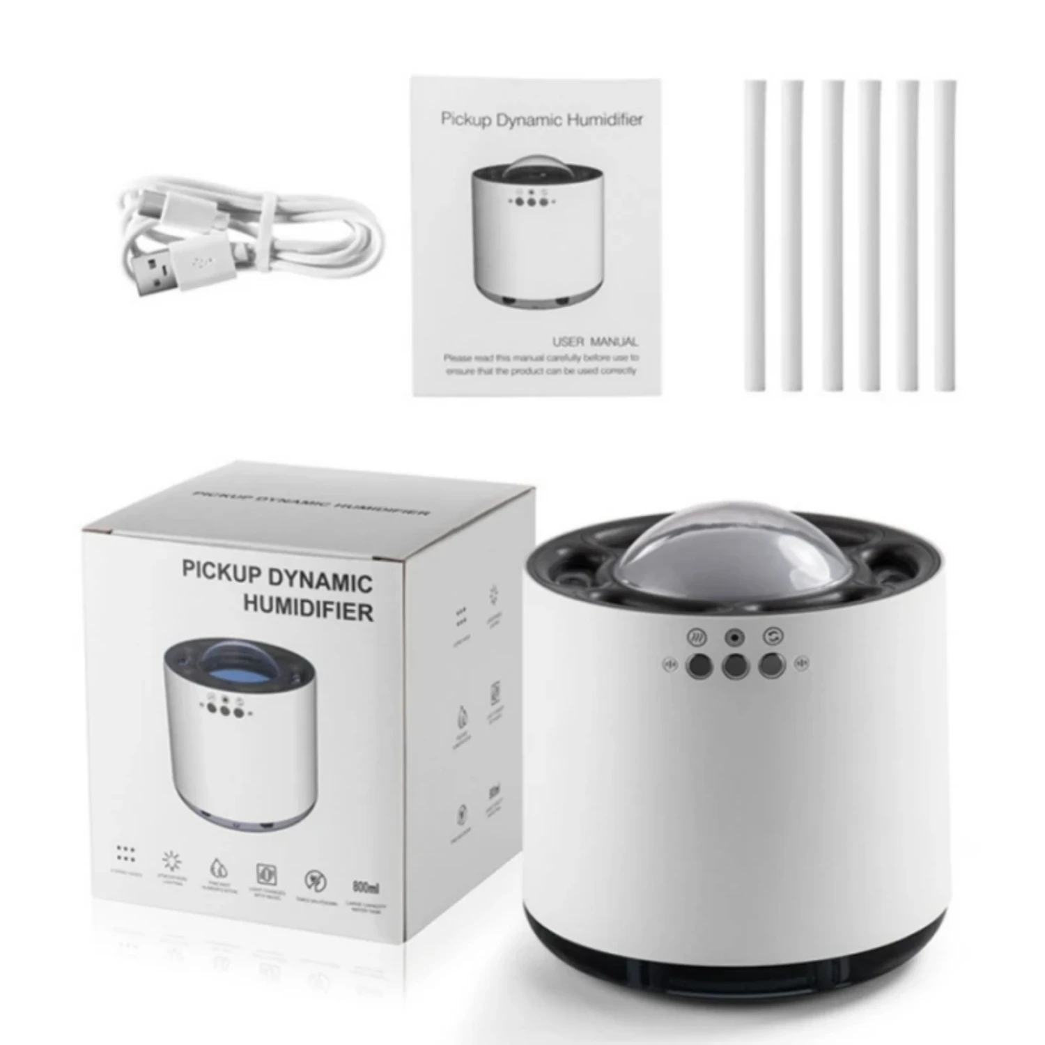 Humidificador de aire USB con función de aromaterapia, generador de niebla pesada de escritorio dinámico con capacidad de 800ML, 6 boquillas atomizadoras, nuevo