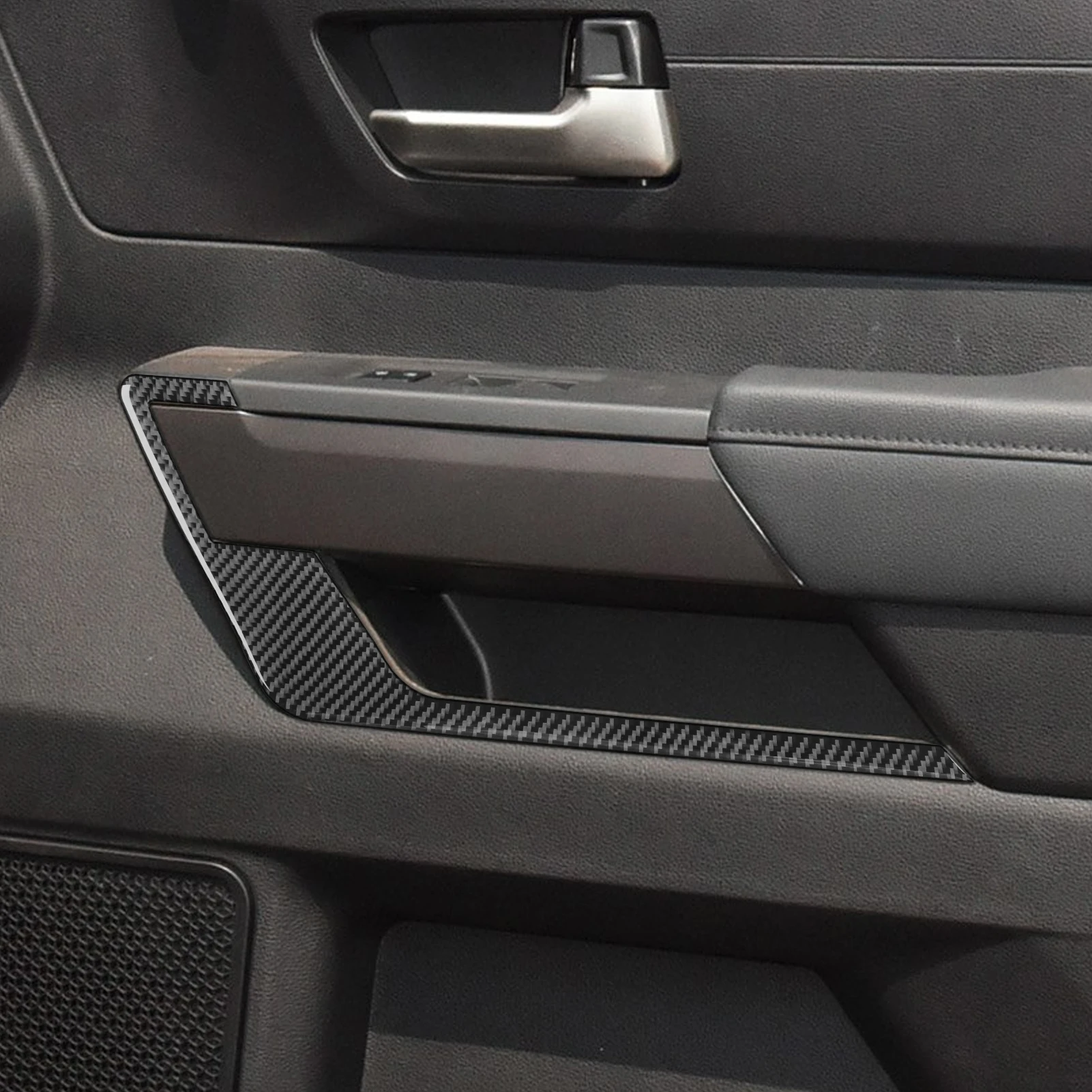 For Toyota Tundra Sequoia 2022-2025 Carbon Fiber Door Armrest Storage Side Panel Cover Trim Car Accessories Decoration Sticker