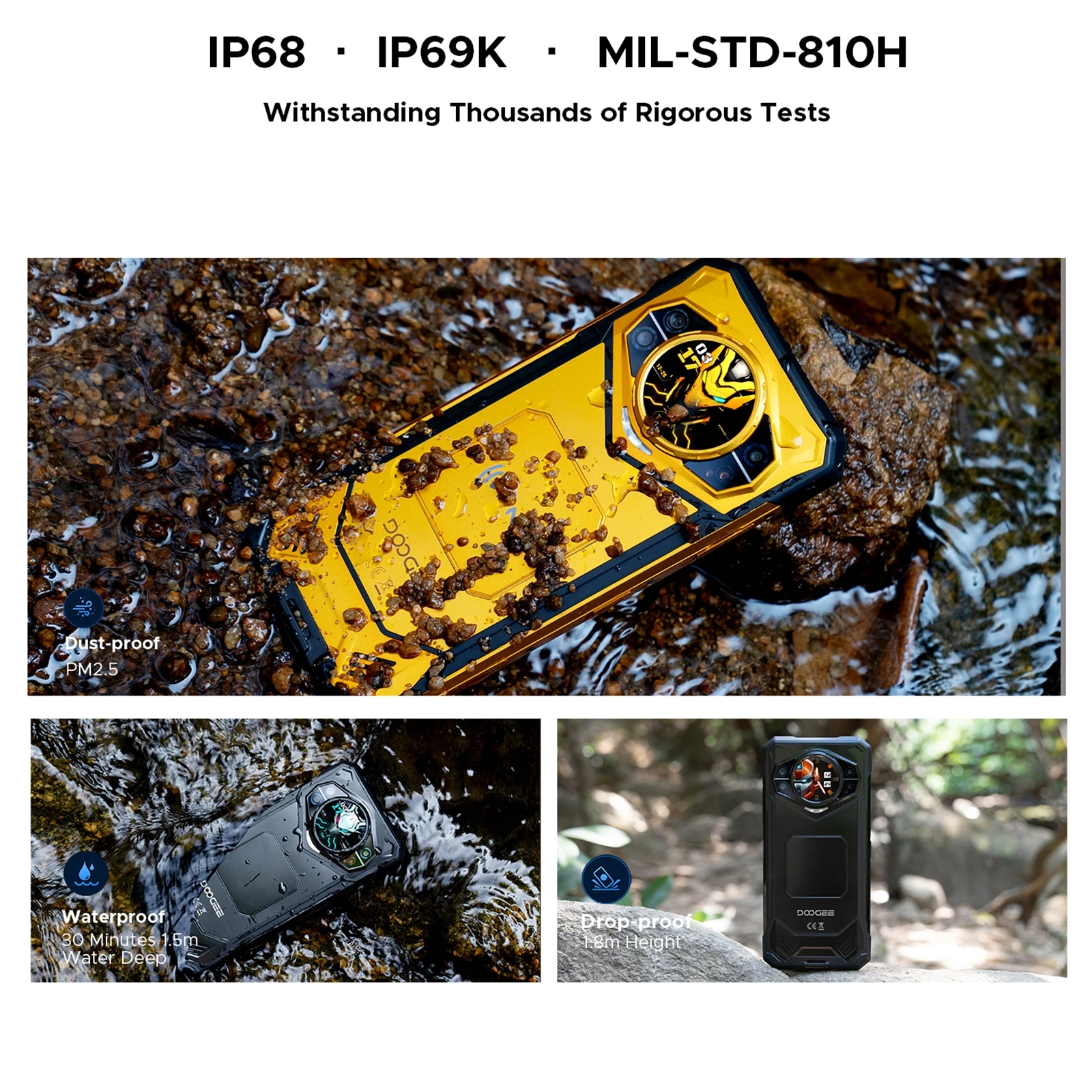 DOOGEE S200X هاتف متين 12GB + 512GB 6.72 بوصة أندرويد 14 الأبعاد 7050 10100mAh 33W 5G NFC الهاتف الذكي