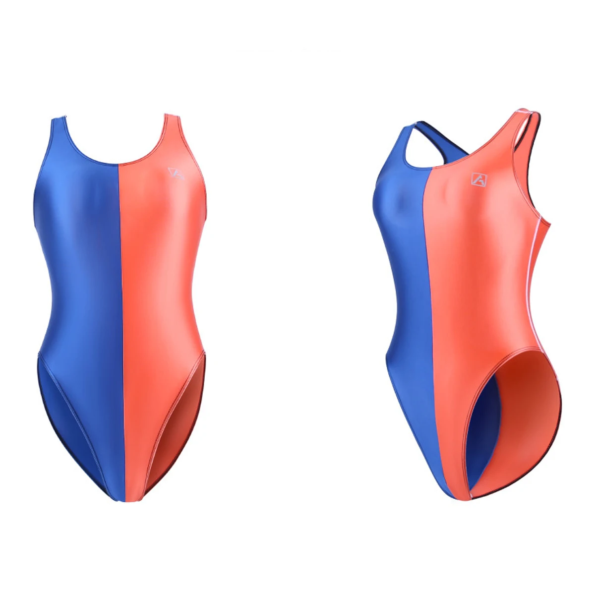 AMORESY Women's Shiny Glossy One-Piece Swimsuit Sexy Surfing Beach Holiday Competitive Swimwear for Ladies