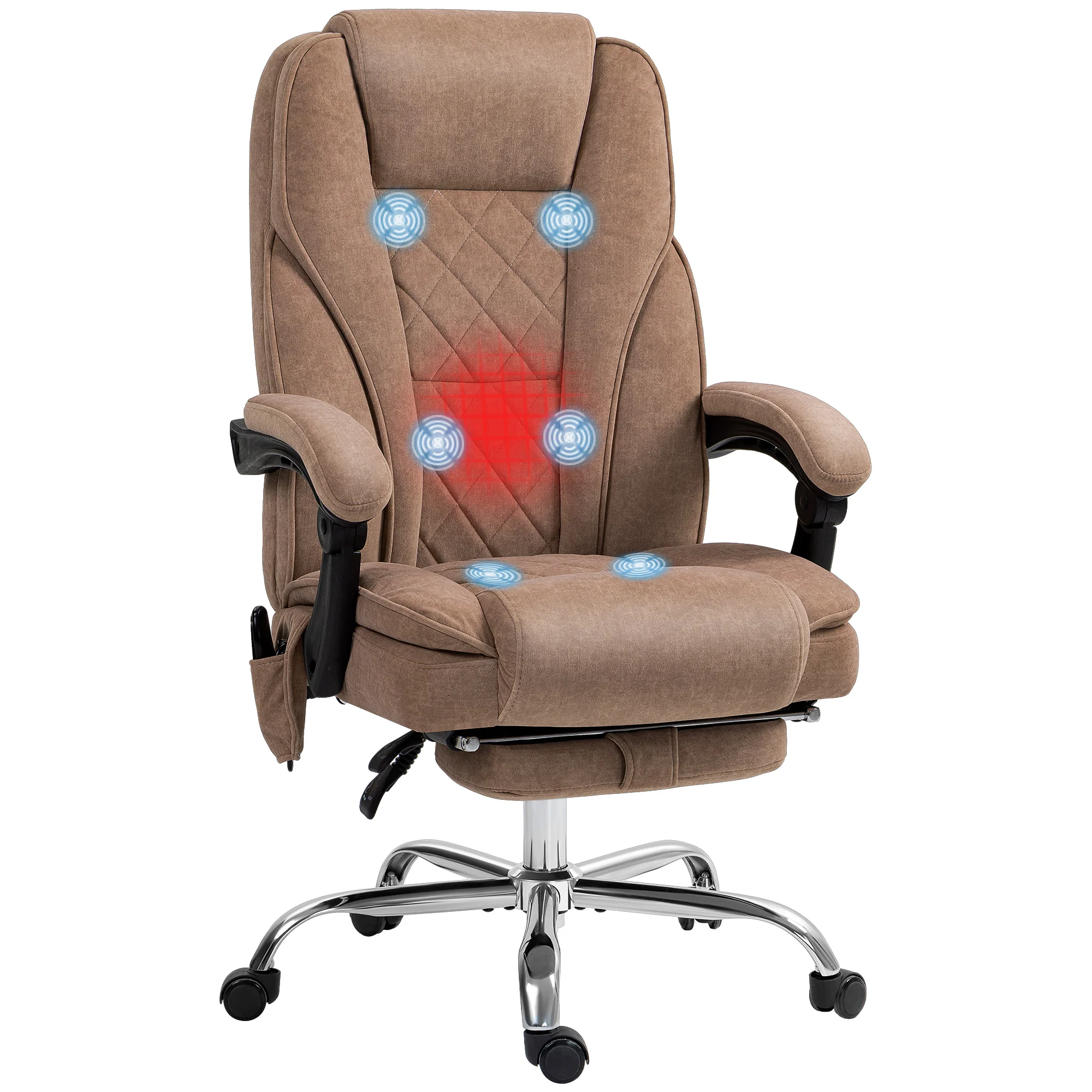 Vinsetto Massage Office Chair with Foot Rest, Executive Office Chair with 6 Vibration Point and Heat, Reclining Computer Chair