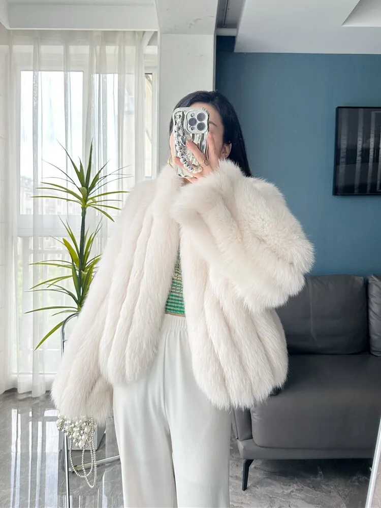 QIXHFUR Fur Coat Women Fox Fur Office Lady Fur Thick Junior Real Plush Woman Winter Coats Fashion