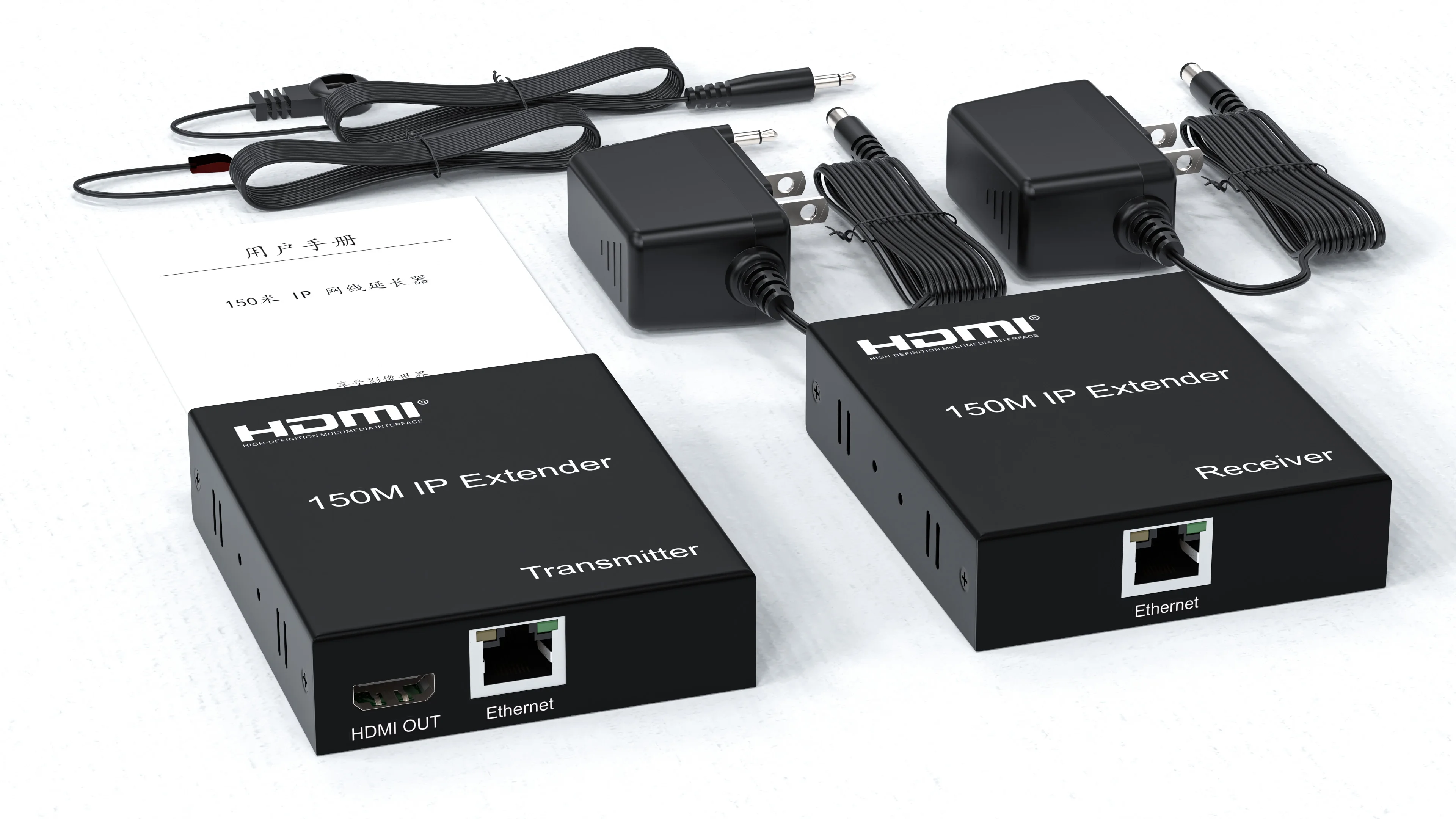 HDTV IP Extender 150M OVER Cat5/5e/6/7 Cable Uncompressed Transmit ,1080P 60HZ HD Video One-to-many For Meeting