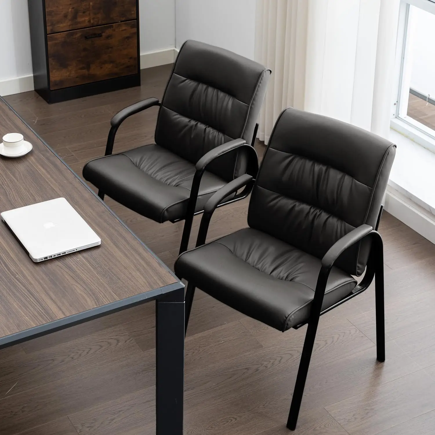 Office Guest Reception Chair Set Of 4, Conference Room Chairs Waiting Room Chairs 4 Pack, Modern Leather Office Desk Chair No