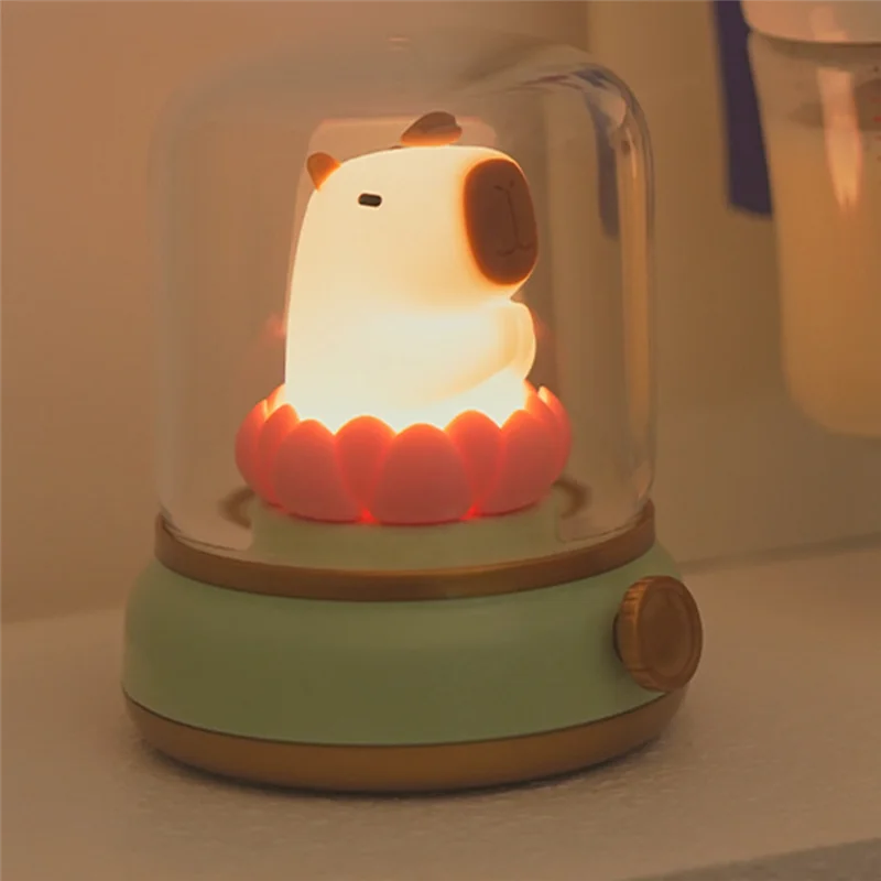 

AB30-Good Luck Lotus Capybara Lamp Creative Cartoon Capibala Night Light Girl Birthday Gift Night Light