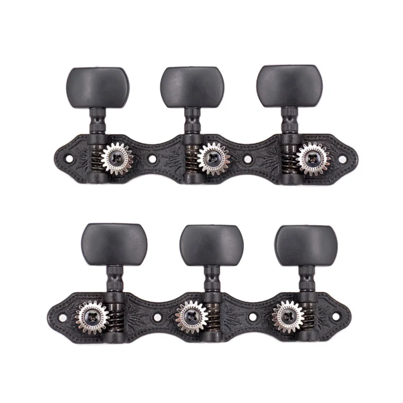 1 Pair 1:18 Black Classical Guitar Tuners Machine Heads Tuning Key Pegs for Classical Guitar or Flamenco Guitar