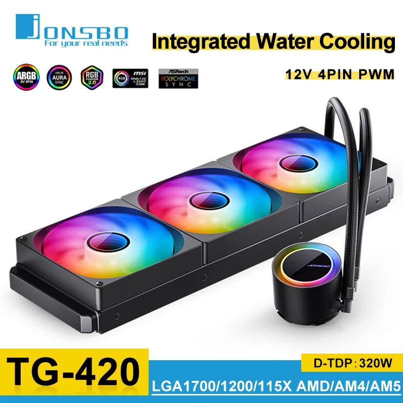 

Jonsbo Integrated Water-cooled Radiator TG-420 All-in-One Water Cooling ARGB Divine Light Synchronization LGA1700/115X/1200/AM5