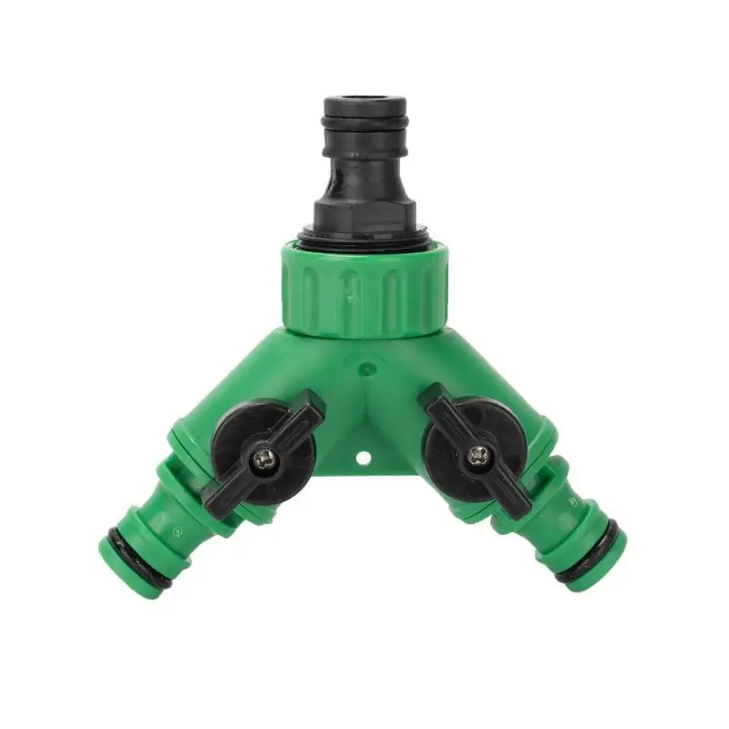 Garden Water Splitter Y Connector 2-Way Valve With Switch - Quick Plastic Adapter For Faucet Irrigation Flower Landscaping