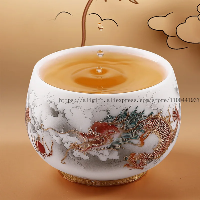 

Высококачественная подарочная коробка, керамический фарфоровый дракон, традиционная китайская трендовая чашка, персональные одиночные чашки для дегустации чая