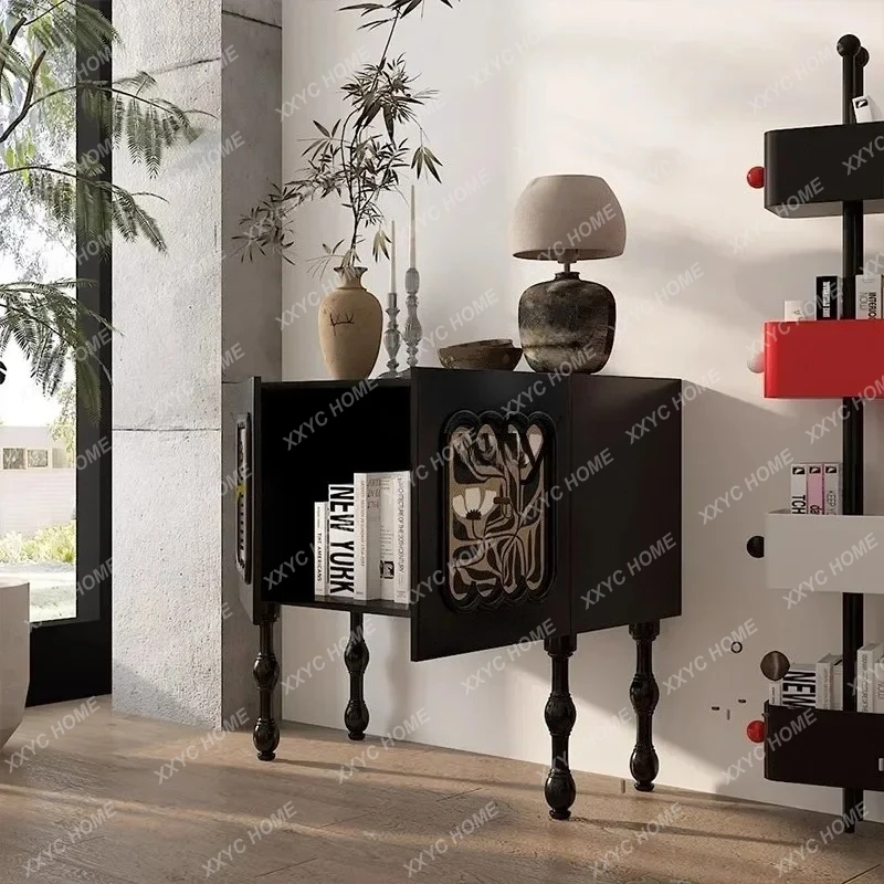 Locker Storage Household Living Room Wall Solid Wood Printing Pattern Storage Cabinet