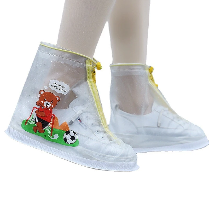 Children Waterproof Shoe Dust Cover Cute Cartoon Thickened Non-slip Rain Boots Outdoor Soles Protector Shoes Accessories