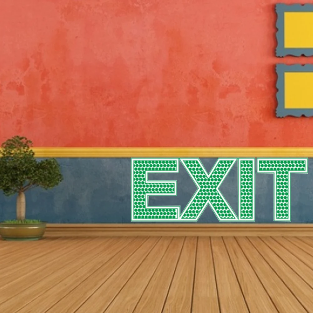 Safety Exit Sign Wall Sticker Door Adhesive Warning Emergency Stickers Luminous Decal