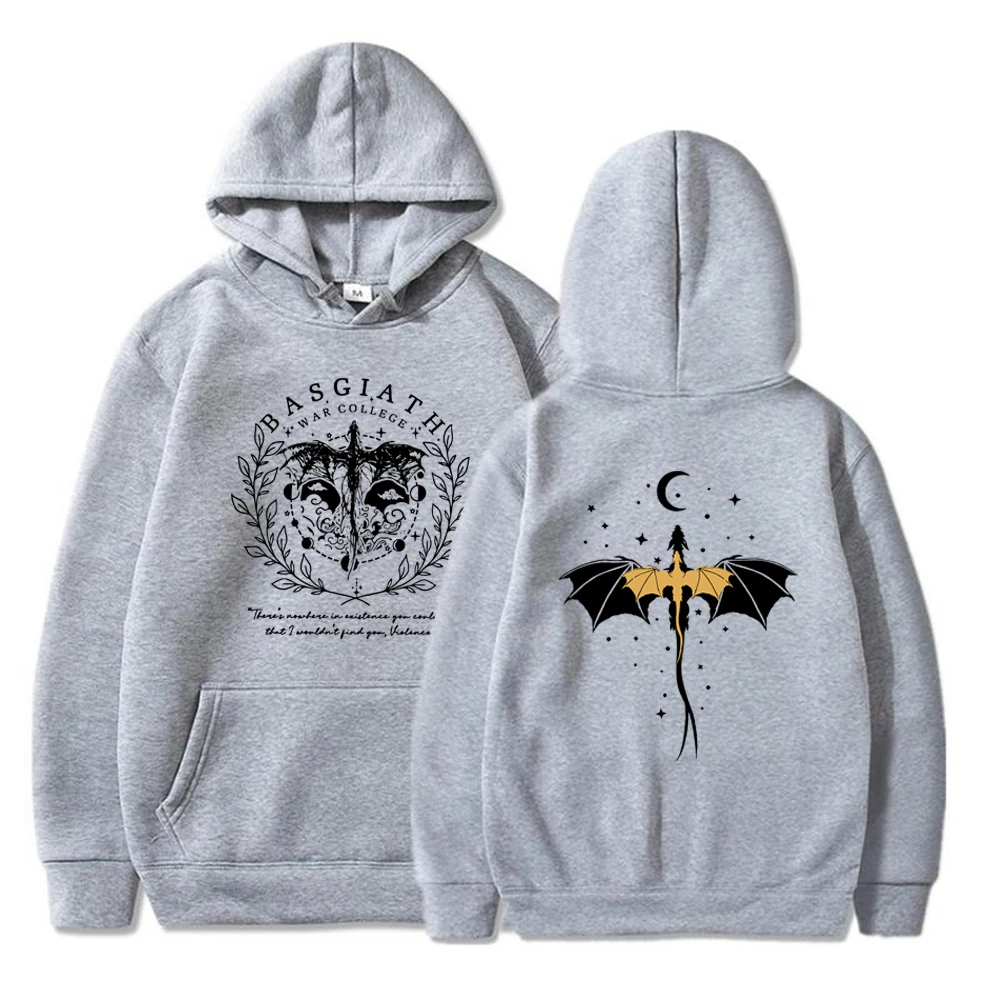 Fourth Wing Double-Sided Hoodies Basgiath War College Hoodie Unisex Hooded Sweatshirts Bookish Hoodie Long Sleeve Pullovers Top