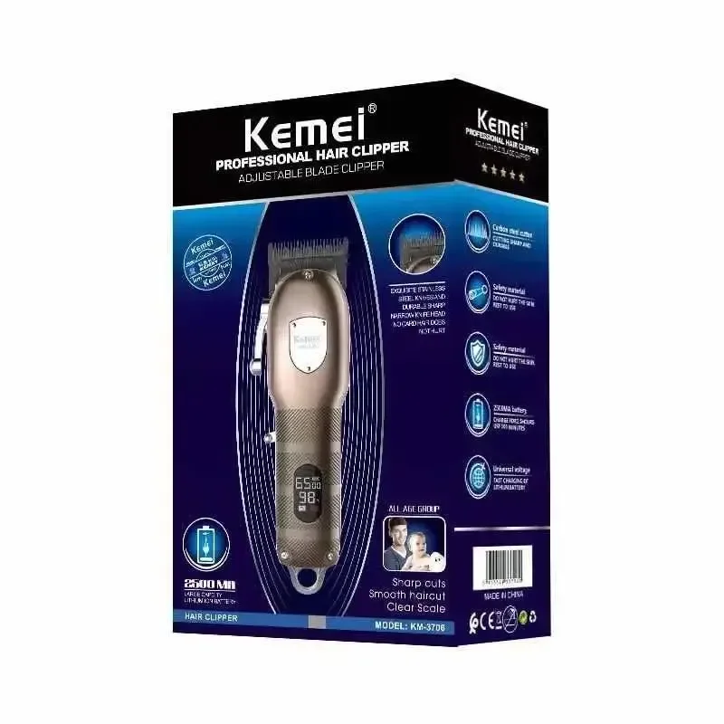 kemei hair clipper KM-3706 fast charge and long time working barber professional hair clipper hair trimmer