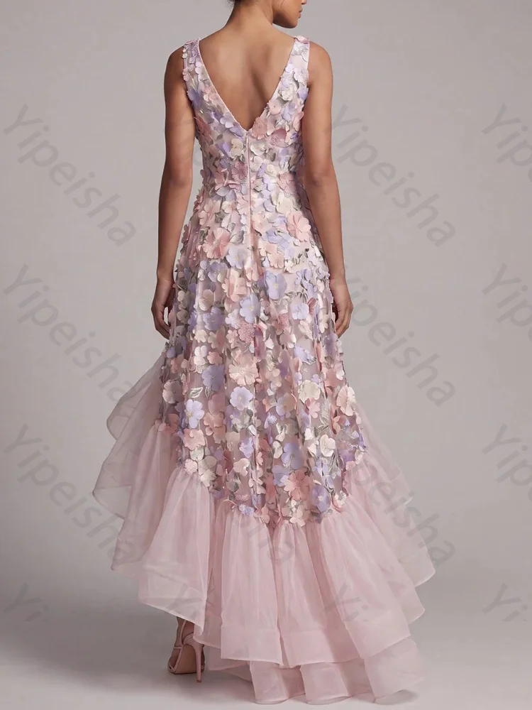 CustomizedA Line V-Neck Sleeveless Ruffles Mother of The Bride Dresses Sexy Backless Evening Dress High Quality Prom Party Gowns