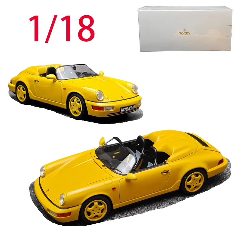 

NOREV Литая под давлением модель автомобиля Porsche из сплава в масштабе 1/18, Porsche 911 964 Speed 1993, желтые игрушки для игр с птицами для мальчиков, оригинальная коробка