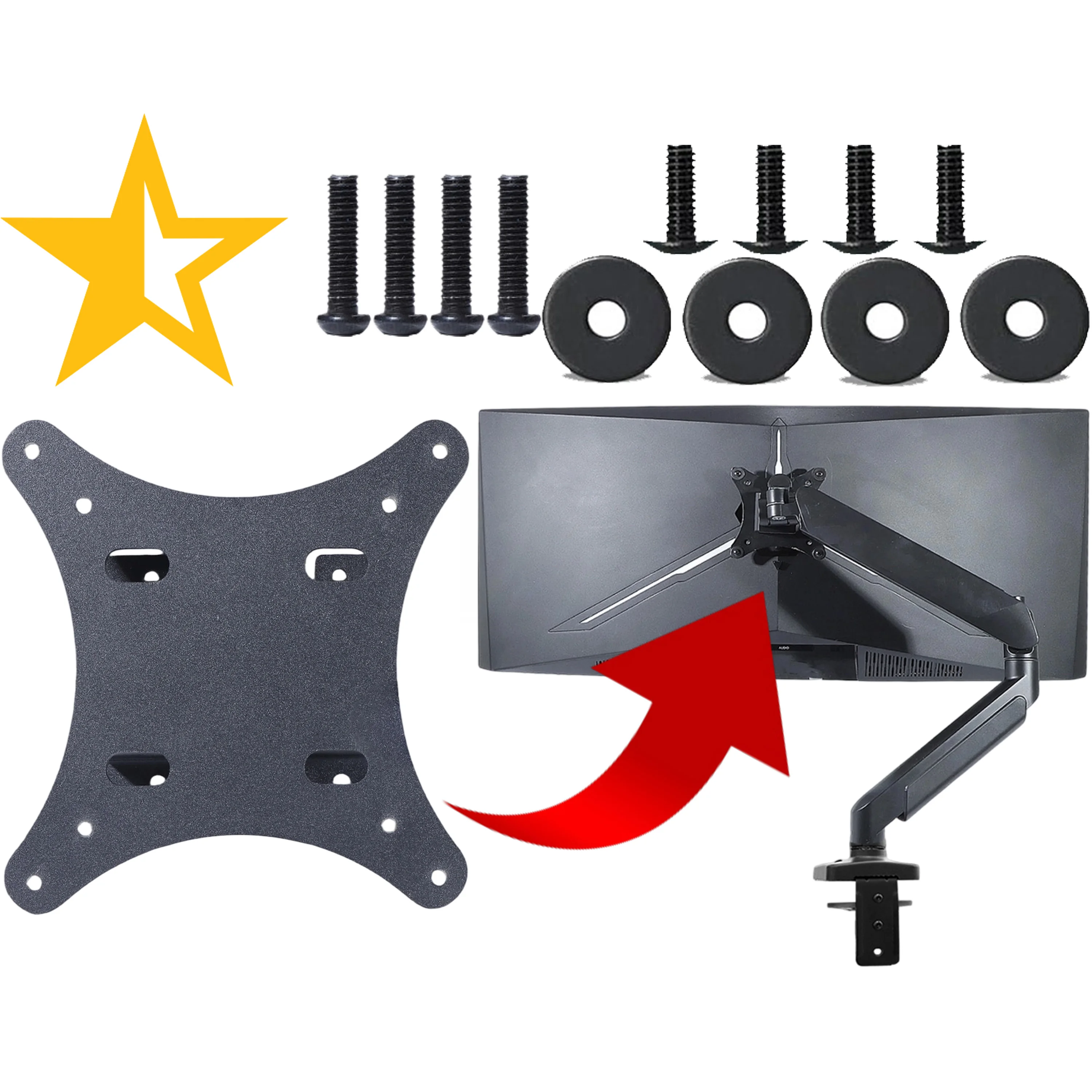 

VESA Mount Adapter for Sceptre C355B-3440UN1 C355B-QUN168 and for MONOPRICE V3L6W Zero-G Monitor Bracket Mounts to Stand