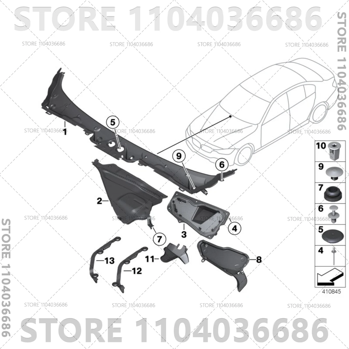 Für 2012-2019 F30 F31 BMW 320i 328i 330i 335i 340i 328d 330e M3 M4 Scheibenwischer Gugel Abdeckung LHD 51717258177 RHD 51717258178 – Detail 17