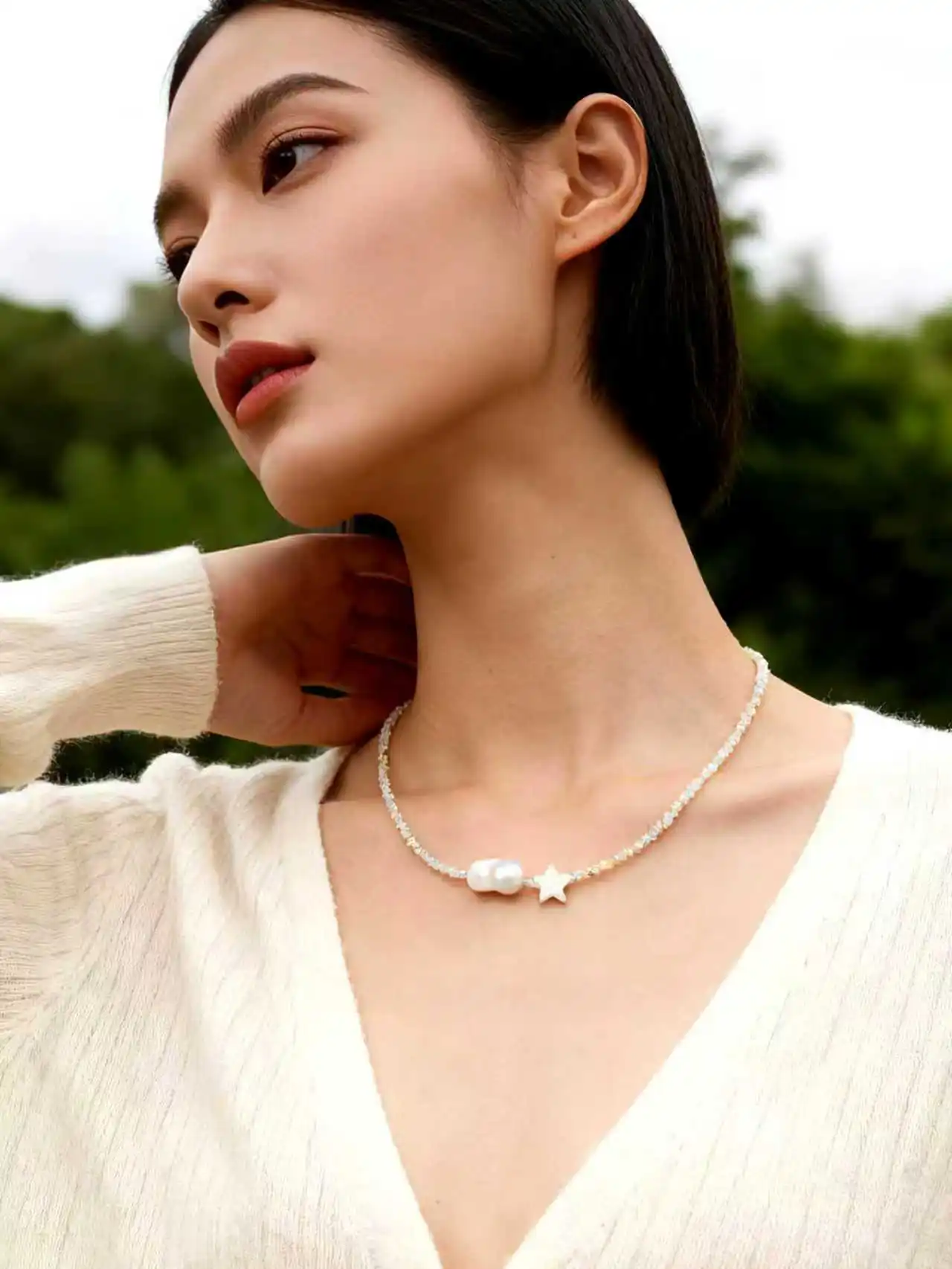 

2025New Handmade Classic Irregular Crystal Combination Freshwater Imitation Pearl Pendant Women's Necklace Can Be Used For Banqu