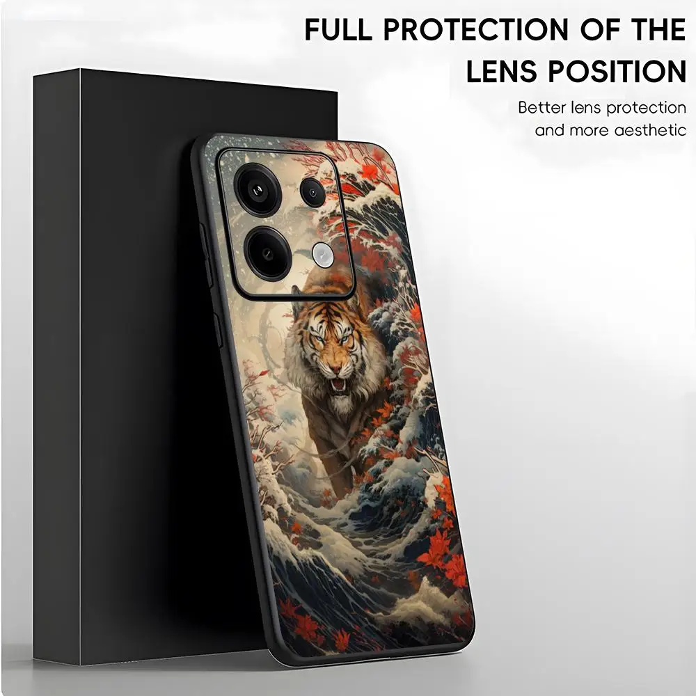 Spaventoso tigre feroce Cassa Del Telefono Per Xiaomi 15 14 13 12 11 Xiaomi POCO F6 X6 M6 M5 Morbida Copertura Del Telefono Nero