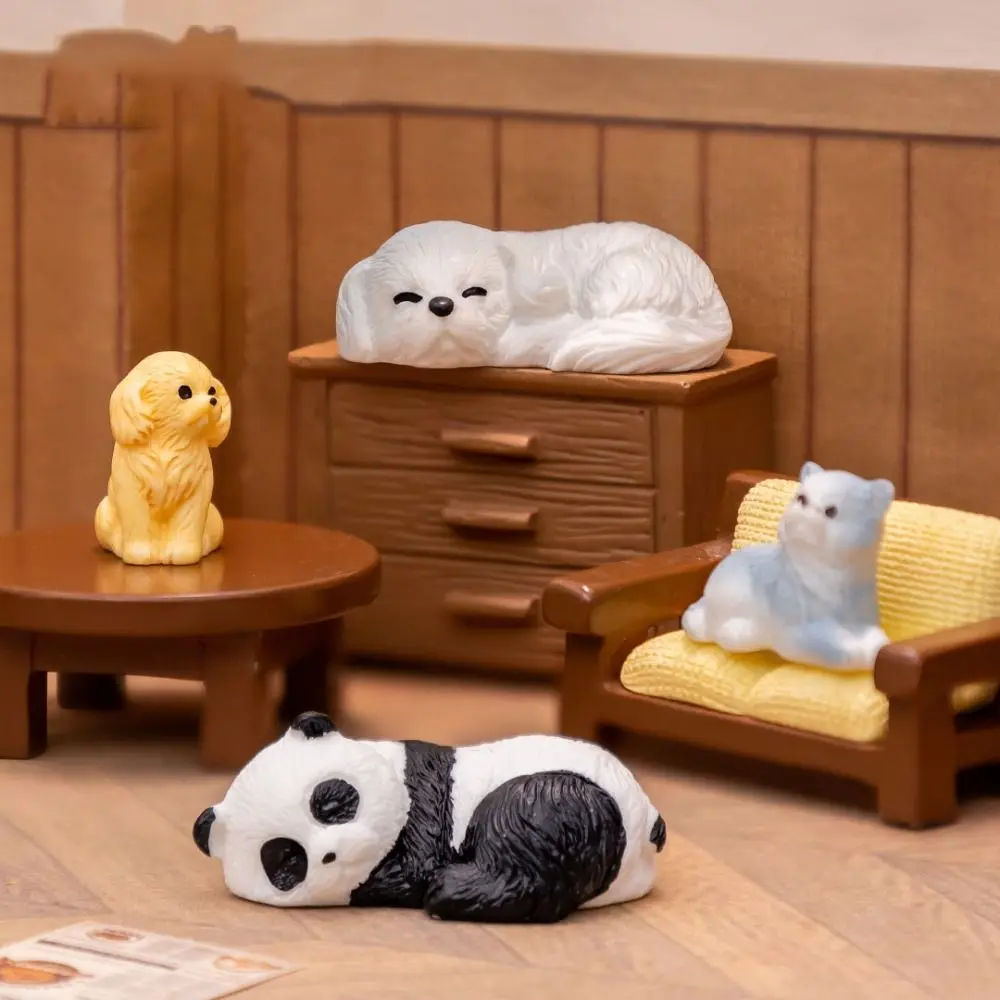 

New Cute Cartoon Puppy Statue DIY Crafts Resin Mini Animals Figurine Car Ornament Home Decorations Micro Landscaping