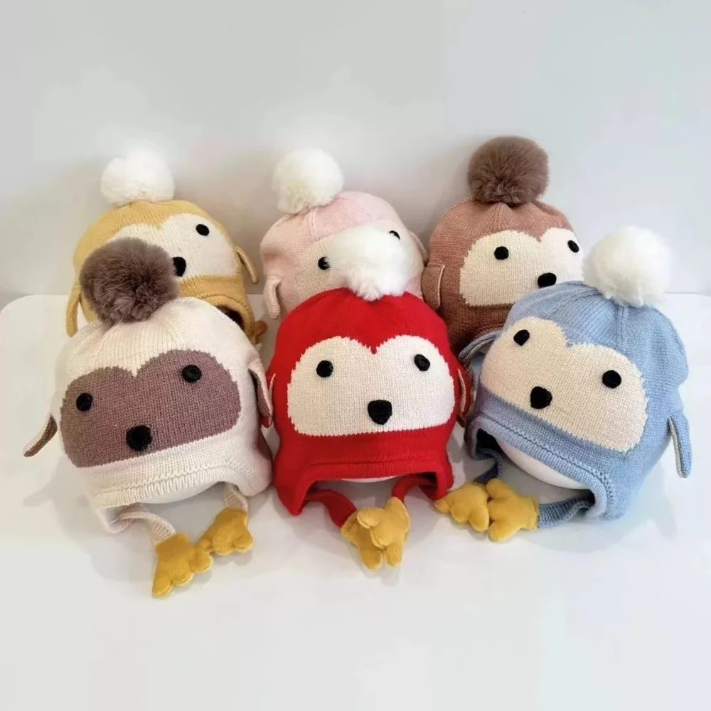 

Breathable Kawaii Cartoon Beanie Caps Thickened Penguin Winter Pullover Hats Comfortable Soft Baby Ear Protection Hat Infant