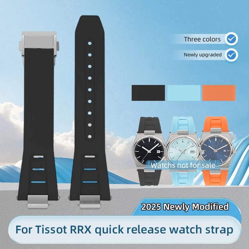 

New Rubber Strap Stainless steel Quick-Fit Inserts for Tissot PRX 1853 T137 407/410 40mm Men's Watch Band 12mm Black/Orange/Blue