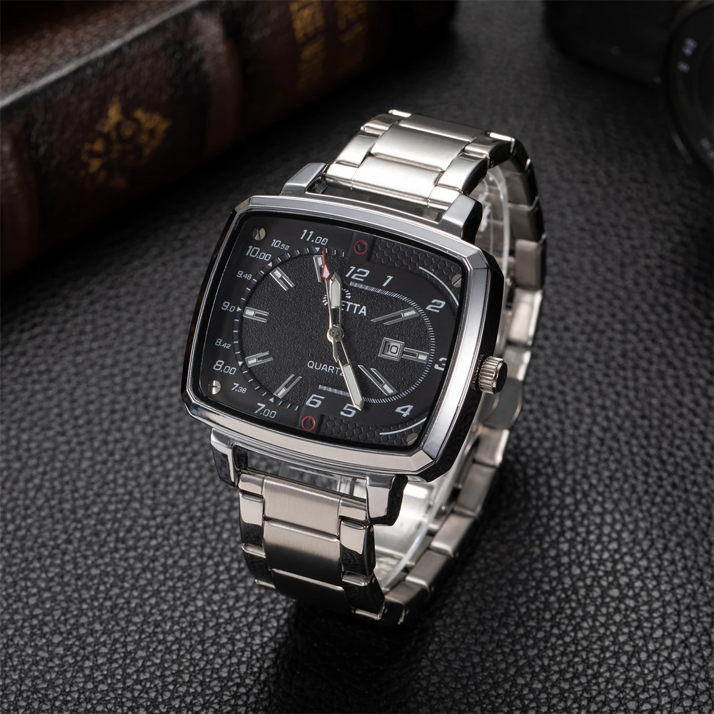 KETTA New Leisure Business Watches For Man Night Light Calendar Function Square Dial Waterproof Men's Quartz Watch reloj hombre