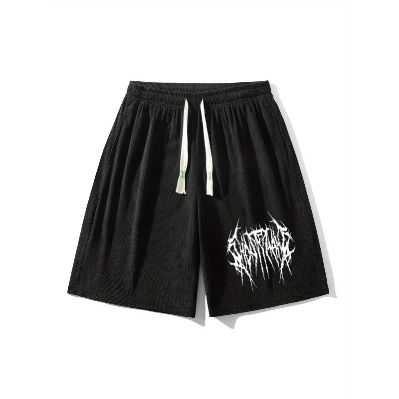 American Style Trendy Men's Dark Gothic Style Casual Jogging Pants Men's Sports Casual Fitness Shorts Summer New Unisex Style